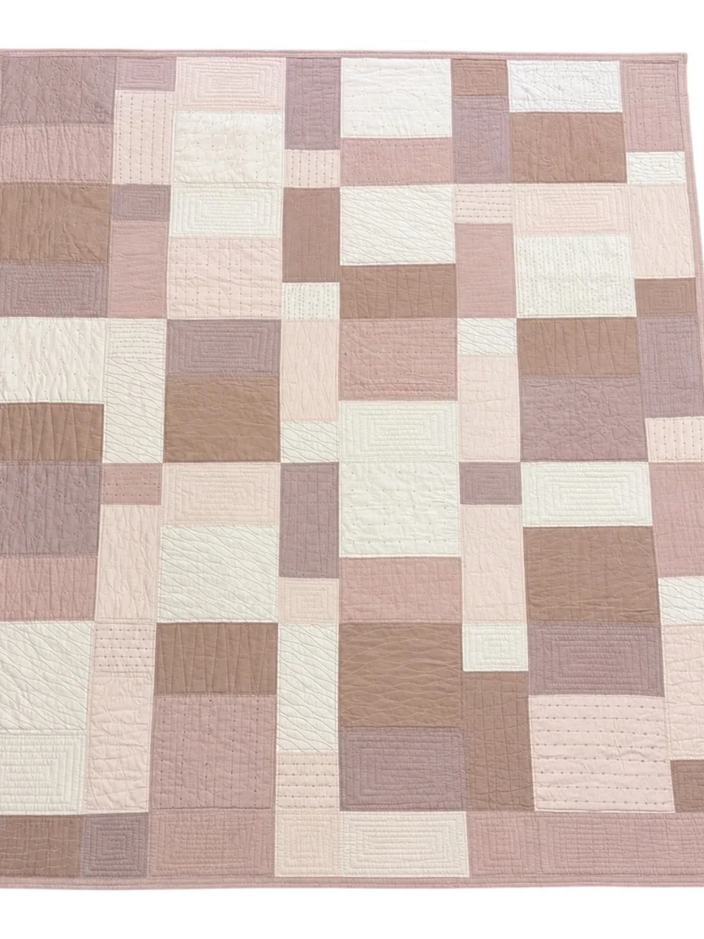 Vtg 90s Patchwork Appliqué Quilt King/CK Pick Stitch Comforter 112x95 Pink Brick